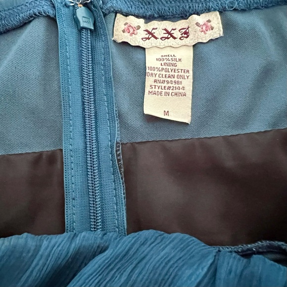 Forever 21 Vintage 90's Strapless Peacock Blue Dress, Size Medium. - Picture 5 of 6